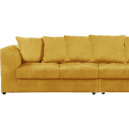 Luxor 4 Seater Mustard Jumbo Cord Scatter Back Sofa - Yellow - Wilko - thumbnail 4