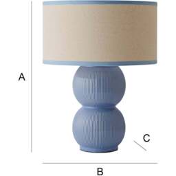 ValueLights Gemma Linen with Blue Trim Shade Stacked Ribbed Blue Glazed Table Lamp with Bulb - Size: 42.5 x 32 x 32cm - Wilko - thumbnail 7