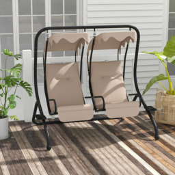 Outsunny 2 Seater Beige Swing Chair with Canopy - Size: 169 x 53 x 11cm - Cream - Wilko - thumbnail 5