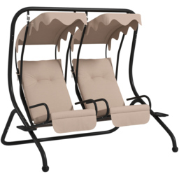 Outsunny 2 Seater Beige Swing Chair with Canopy - Size: 169 x 53 x 11cm - Cream - Wilko - thumbnail 3