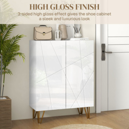 HOMCOM 2 Door White Shoe Soft Close Storage Cabinet - Size: 95.0 cm x 31.5 cm x 72.0 cmcm - Wilko - thumbnail 7