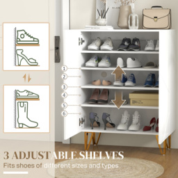 HOMCOM 2 Door White Shoe Soft Close Storage Cabinet - Size: 95.0 cm x 31.5 cm x 72.0 cmcm - Wilko - thumbnail 5