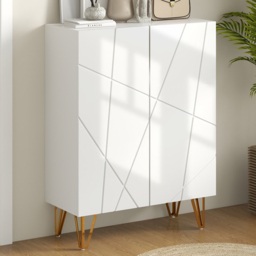 HOMCOM 2 Door White Shoe Soft Close Storage Cabinet - Size: 95.0 cm x 31.5 cm x 72.0 cmcm - Wilko