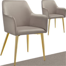tectake Avane Set of 2 Taupe Velvet Look Padded Dining Chair - Grey - Wilko - thumbnail 3