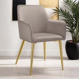 tectake Avane Set of 2 Taupe Velvet Look Padded Dining Chair - Grey - Wilko