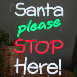 Samuel Alexander Red Green and White LED Santa Please Stop Here Neon Sign 35 x 26cm - Size: 35 x 26 x 2cm - Multi-Coloured - Wilko - thumbnail 5
