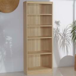 R White Cabinets 5 Shelf Brown Wide Tall Bookcase - Size: 182.8 x 60 x 36.6cm - Wilko - thumbnail 1