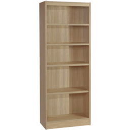 R White Cabinets 5 Shelf Brown Wide Tall Bookcase - Size: 182.8 x 60 x 36.6cm - Wilko - thumbnail 3