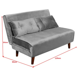 Portland 2 Seater Grey Velvet Sofa Bed - Wilko - thumbnail 6