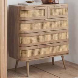 Birlea Noah 5 Drawer Rattan Effect Chest of Drawers - Brown - Wilko