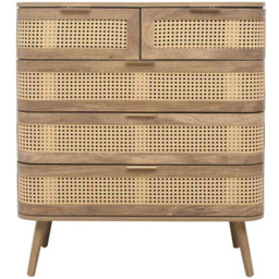 Birlea Noah 5 Drawer Rattan Effect Chest of Drawers - Brown - Wilko - thumbnail 4