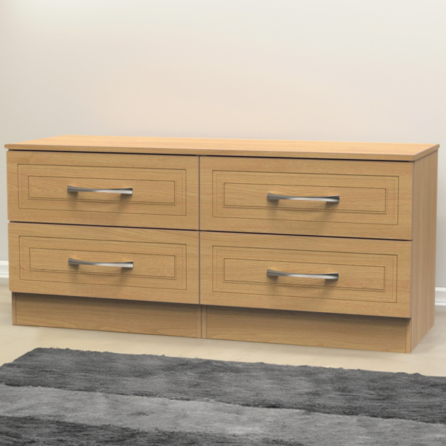 Crowndale Dorset 4 Drawer Modern Oak Bed Box Ready Assembled - Wood - Wilko - image 1