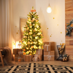 Costway Pre Lit Warm White LED Artificial Pencil Christmas Tree 5ft - Green - Wilko - thumbnail 5