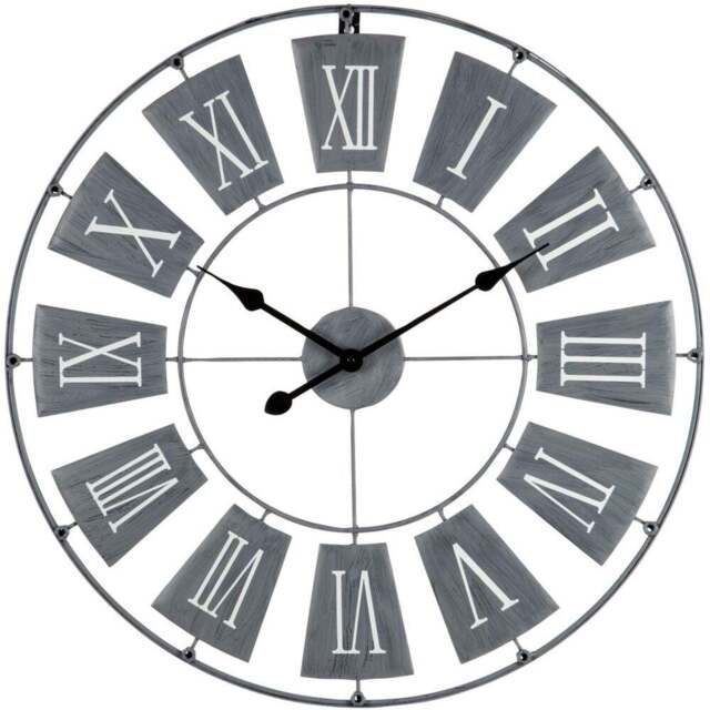 Premier Housewares Grey Metal Small Round Wall Clock 70cm - Size: 70 x 3 x 70cm - Wilko - image 1