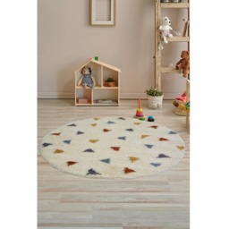 Homemaker Multicolour Snug Triangles Shaggy Round Rug 100cm - Size: 100 x 100cm - Wilko - thumbnail 5