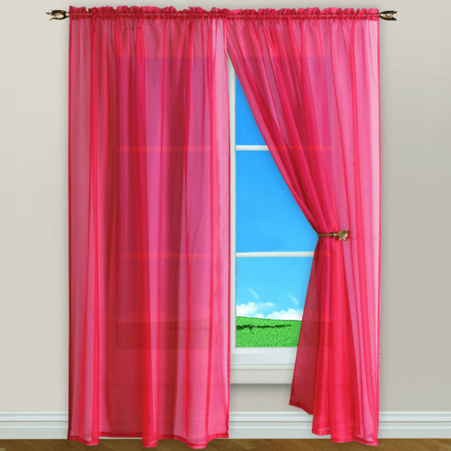 Velosso Riva Plain Fushia Pin Voile Panel Curtain 150 x 137cm - Size: w 150 x D 137cm - Pink - Wilko - image 1