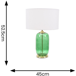 ValueLights Leigh Reni White Shade Forest Green Glass LED Table Lamp - Size: 52.5 x 45 x 45cm - Wilko - thumbnail 5