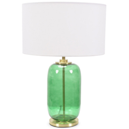 ValueLights Leigh Reni White Shade Forest Green Glass LED Table Lamp - Size: 52.5 x 45 x 45cm - Wilko - thumbnail 1