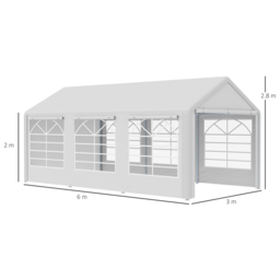 6x3m Car Tent Heavy Duty Carport Shelter - Size: 280 x 300 x 600cm - White - Outsunny - Wilko - thumbnail 7