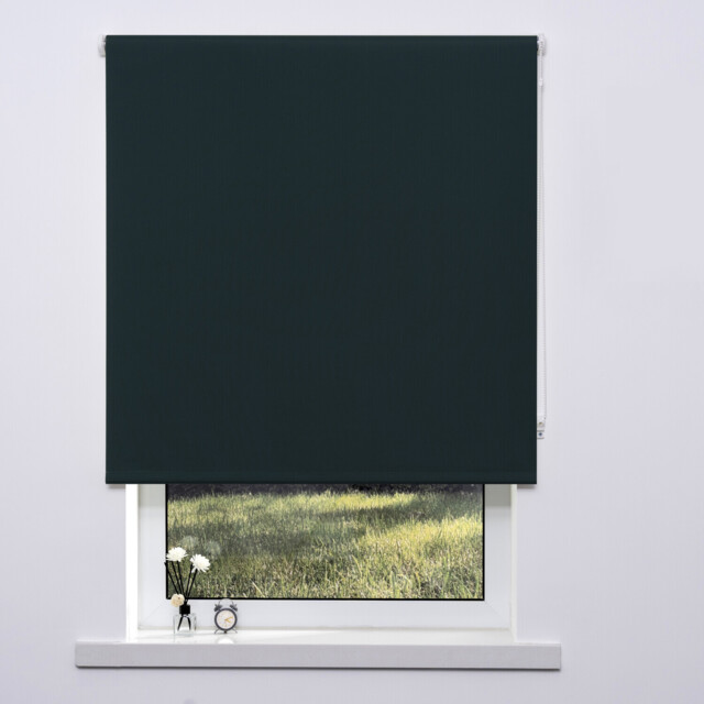 Plain Blackout Blinds Dark Green 60cm - Wilko - image 1