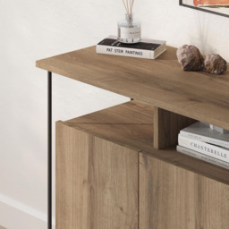 FWStyle Cornea 2 Door Dark Oak Sideboard - Size: 80 x 80 x 40cm - Brown - Wilko - thumbnail 4