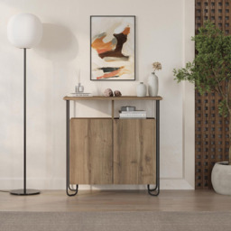 FWStyle Cornea 2 Door Dark Oak Sideboard - Size: 80 x 80 x 40cm - Brown - Wilko - thumbnail 7