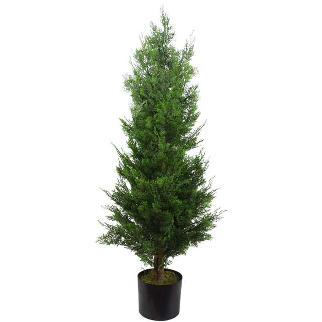 Botanik Cypress Cedar Topiary Artificial Tree in Pot 4ft - Size: 120 x 55 x 55cm - Green - Wilko - image 1