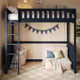 Flair Bea Navy Wooden High Sleeper - Size: Single - Blue - Wilko - thumbnail 1