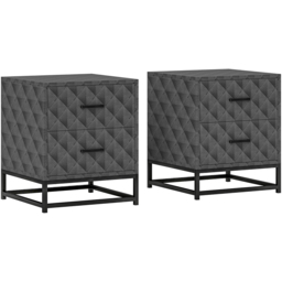 Portland 2 Drawer Grey Bedside Table Set of 3 - Wilko - thumbnail 3