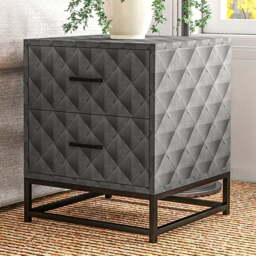 Portland 2 Drawer Grey Bedside Table Set of 3 - Wilko - thumbnail 1