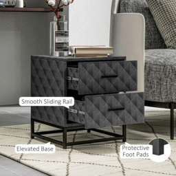 Portland 2 Drawer Grey Bedside Table Set of 3 - Wilko - thumbnail 7