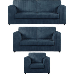 Luxor 6 Seater Navy Blue Jumbo Cord Full Back Sofa Suite - Wilko - thumbnail 3