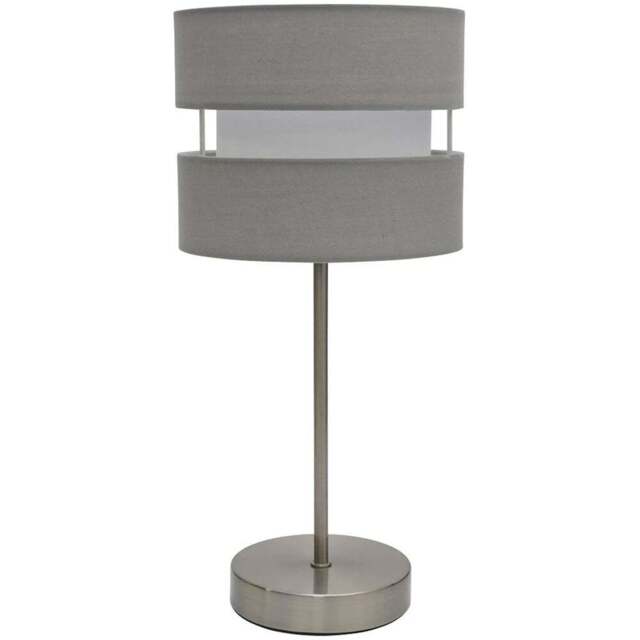 Kliving Grey Layered Fabric Shade Chrome Table Lamp - Size: 38 x 14.5 x 14.5cm - Wilko - image 1