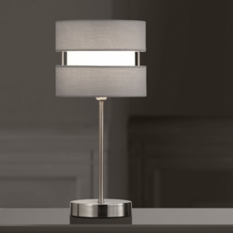 Kliving Grey Layered Fabric Shade Chrome Table Lamp - Size: 38 x 14.5 x 14.5cm - Wilko - thumbnail 4