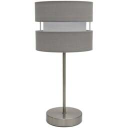 Kliving Grey Layered Fabric Shade Chrome Table Lamp - Size: 38 x 14.5 x 14.5cm - Wilko