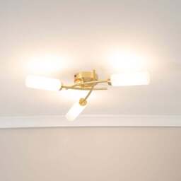 ValueLights Maya Brushed Gold 3 Way Curved Cross Over Flush LED Ceiling Light - Size: 10 x 41 x 43cm - Wilko - thumbnail 3