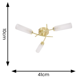 ValueLights Maya Brushed Gold 3 Way Curved Cross Over Flush LED Ceiling Light - Size: 10 x 41 x 43cm - Wilko - thumbnail 6