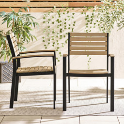 Furniturebox Mallow 2 Seater Wood Outdoor Dining Set Black and Teak - Wilko - thumbnail 7