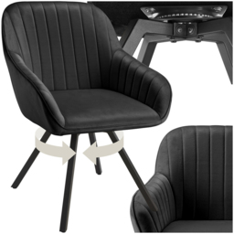 tectake Black Velvet Swivel Accent Armchair - Size: Single - Wilko - thumbnail 3