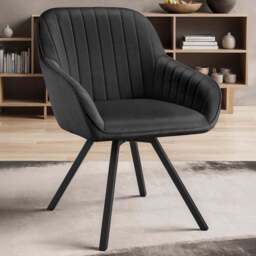 tectake Black Velvet Swivel Accent Armchair - Size: Single - Wilko - thumbnail 1