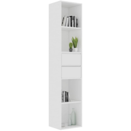 vidaXL 4 Shelf 2 Drawer White Tall Bookcase - Size: 171 x 36 x 30cm - Wilko - thumbnail 5