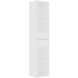 vidaXL 4 Shelf 2 Drawer White Tall Bookcase - Size: 171 x 36 x 30cm - Wilko - thumbnail 3