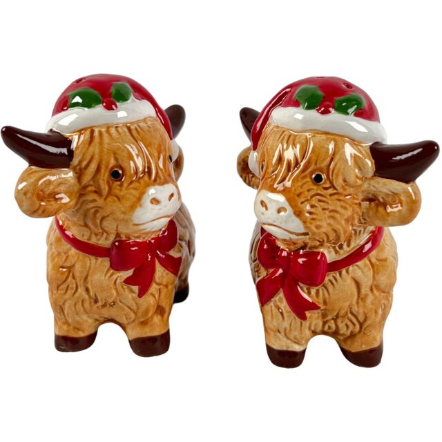 Highland Cow Salt and Pepper Shakers Brown and Red - Wilko - image 1