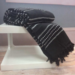 Rapport Home Black Stitch Strip Woven Cotton Throw 178 x 254cm - Size: 8 x 178 x 254cm - Wilko - thumbnail 3