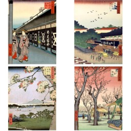 Wee Blue Coo Utagawa Hiroshige Japanese Woodblock Ukiyo-e Wall Art Print 30 x 41cm 8 Pack - Size: 40.5 x 30.5 x 0.3cm - Multi - Wilko - thumbnail 5