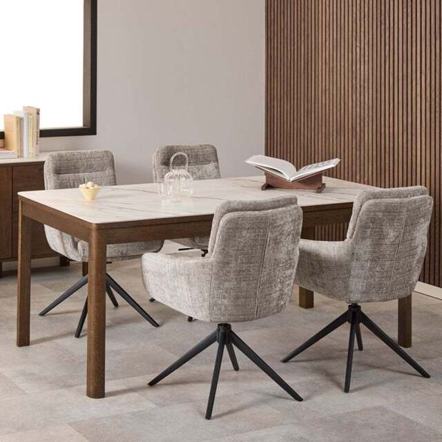 Florence Southampton 6 Seater Cream Ceramic Dining Table - Size: 4 Seater - Multi - Furniture To Go - Wilko - image 1