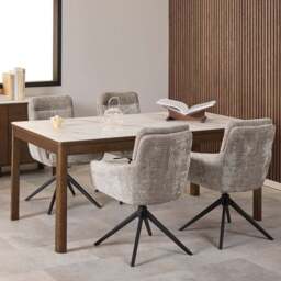 Florence Southampton 6 Seater Cream Ceramic Dining Table - Size: 4 Seater - Multi - Furniture To Go - Wilko