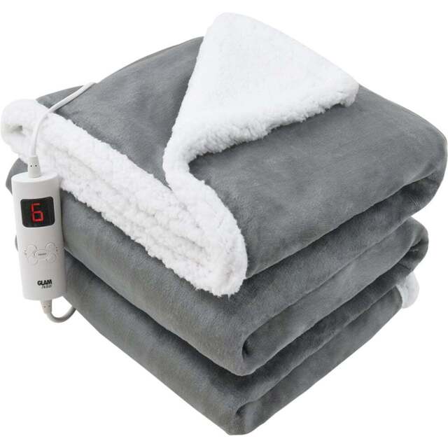 GlamHaus Grey Electric Heated Throw 160 x 130cm - Wilko - image 1