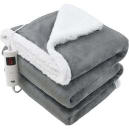 GlamHaus Grey Electric Heated Throw 160 x 130cm - Wilko - thumbnail 1