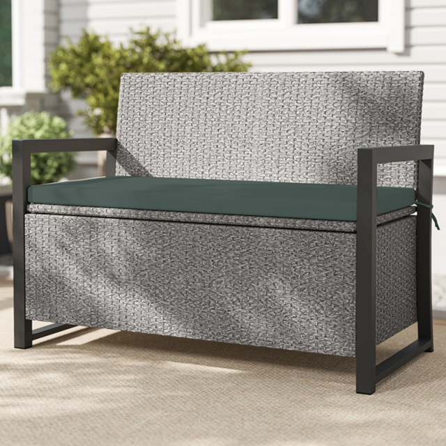 Outsunny 2 Seater Rattan Garden Storage Bench 152L - Size: 86 x 117 x 60cm - Grey - Wilko - image 1